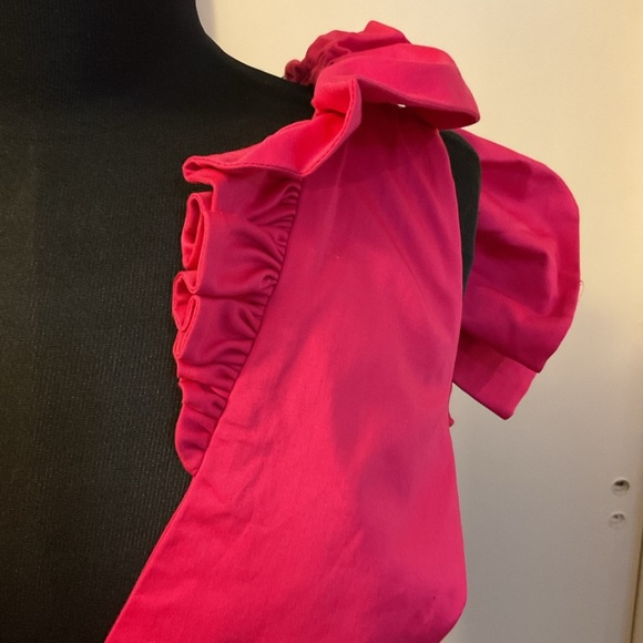 7. NWT Making The Cut Fushcia Pink Ruffle Sleeveless V-Neck Top Size Large - Picture 8 of 12